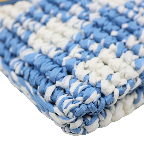 Prada  Embroidered Logo Yarn Raffia Crochet Tote Bag Multicolor - Picture 9 of 12